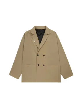 Double-Breasted Oversized Blazer in Khaki Color