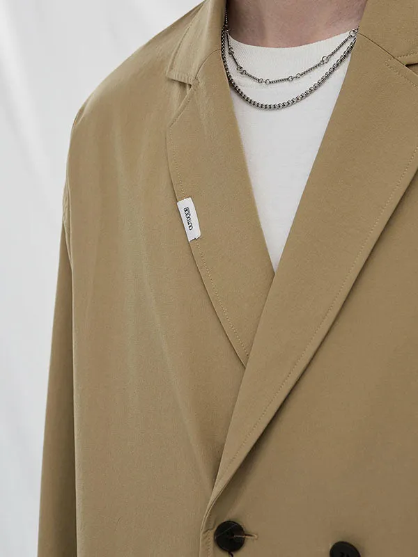 Double-Breasted Oversized Blazer in Khaki Color