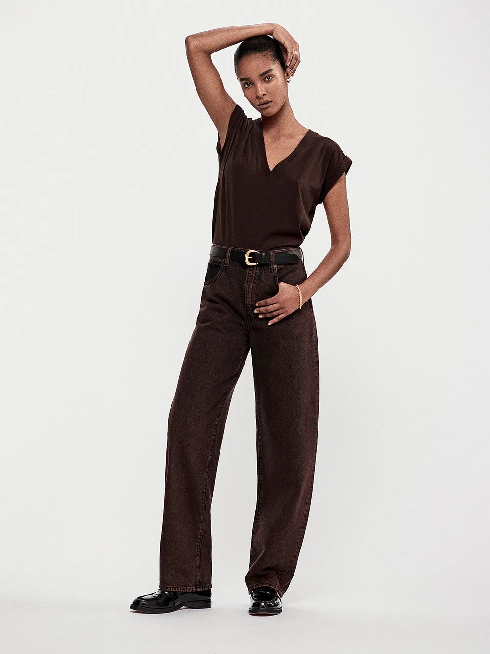 Easy V-Neck Tee -- Chocolate Brown