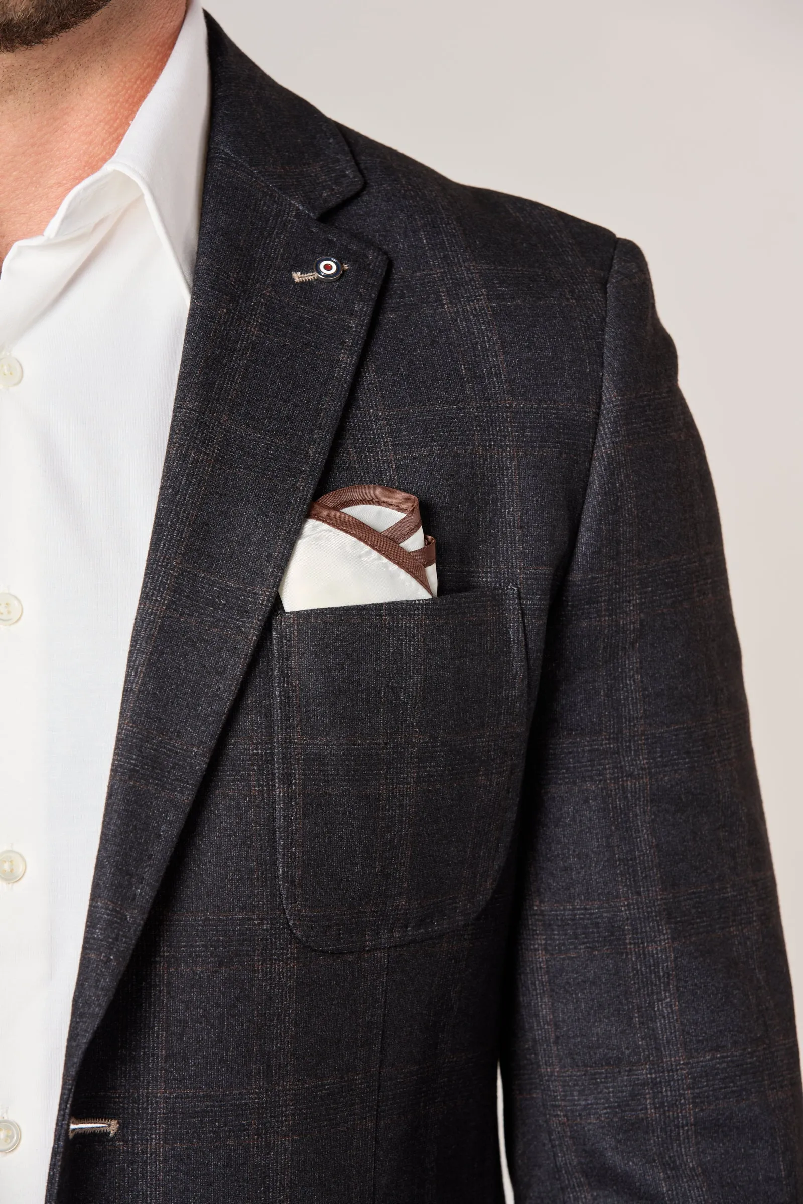 Fashion Check Stretch Blazer in Brown