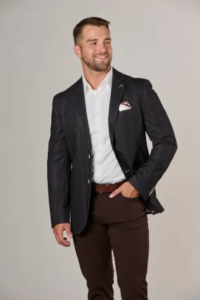 Fashion Check Stretch Blazer in Brown