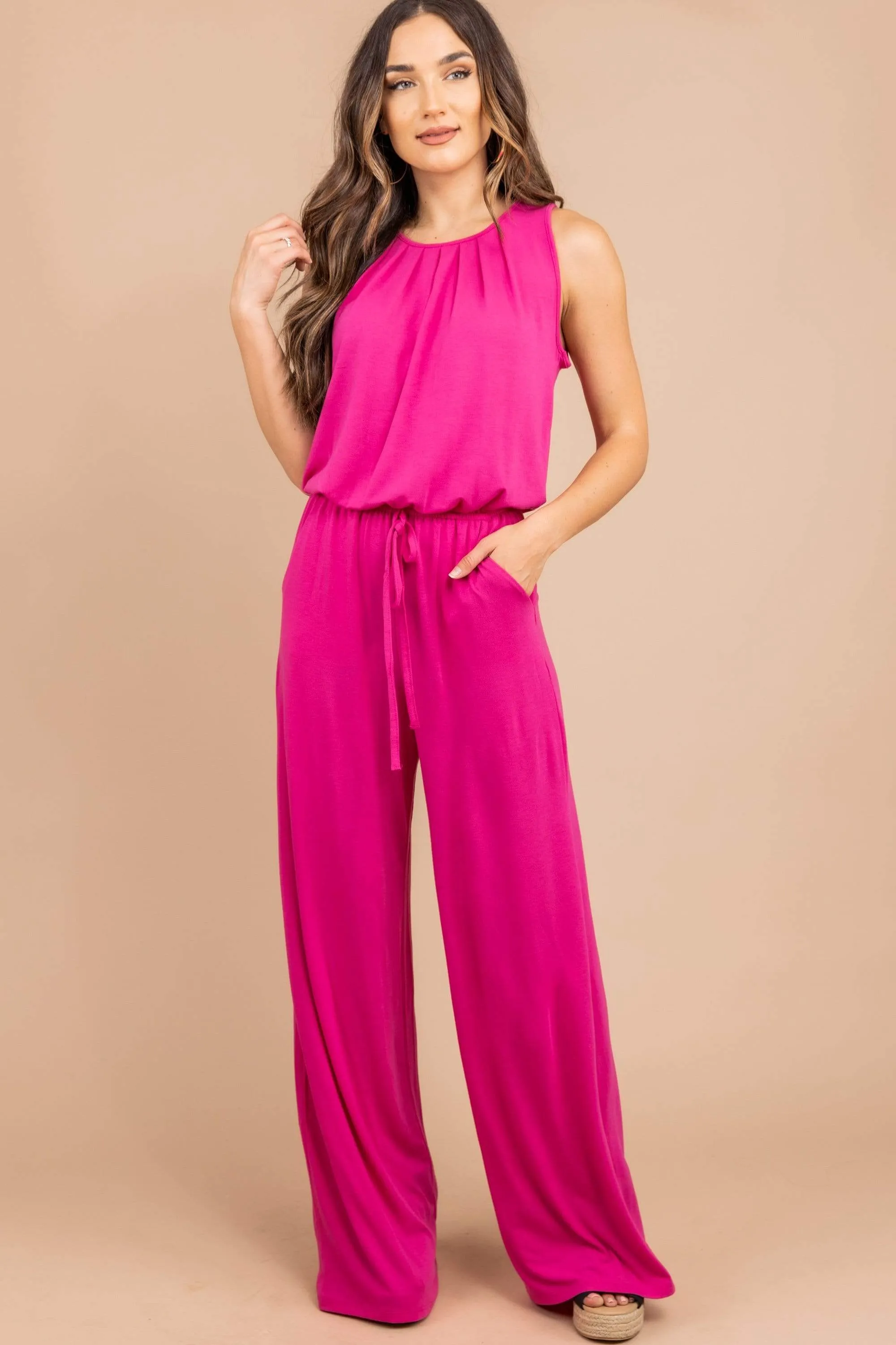Feeling So Free Hot Pink Jumpsuit