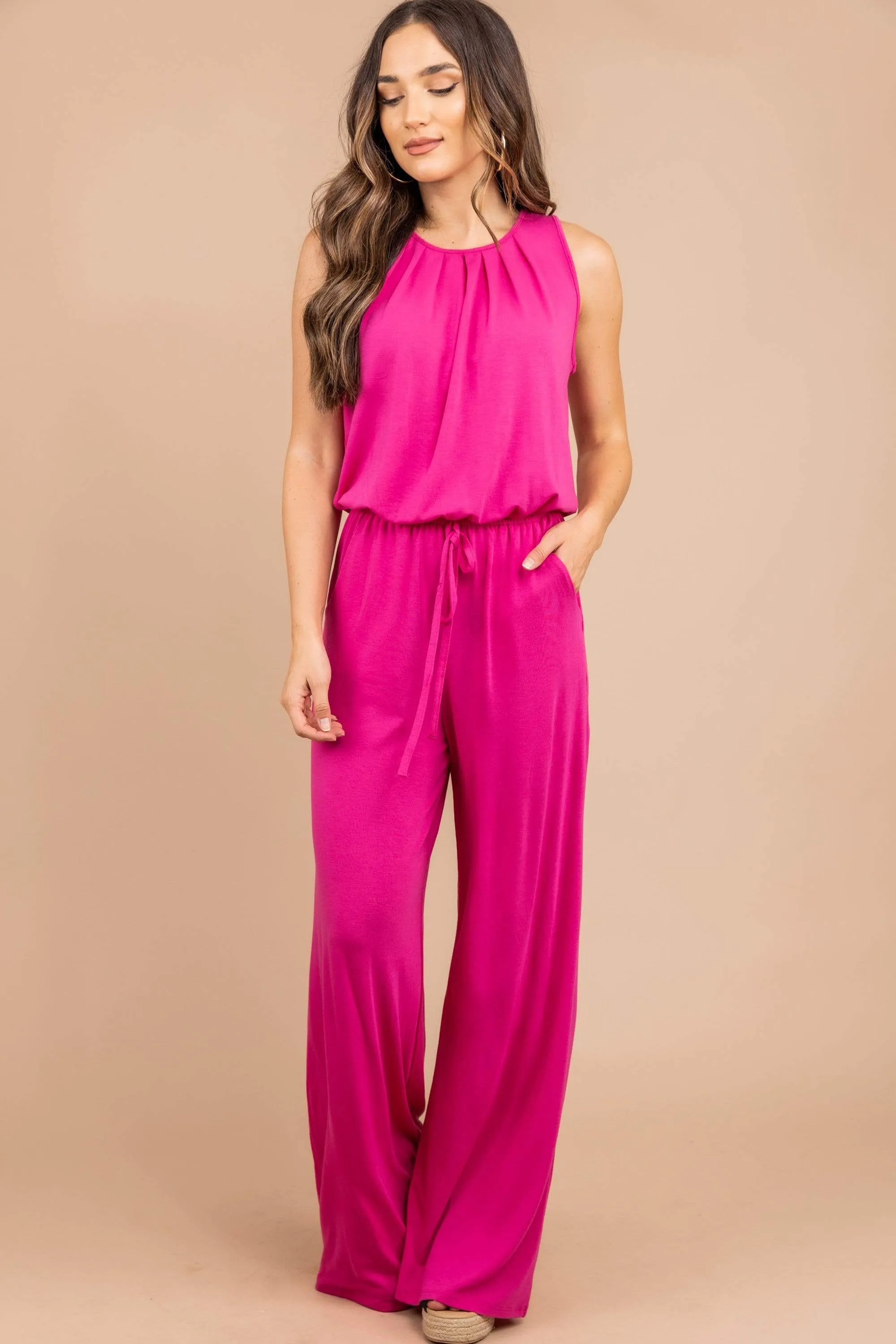 Feeling So Free Hot Pink Jumpsuit