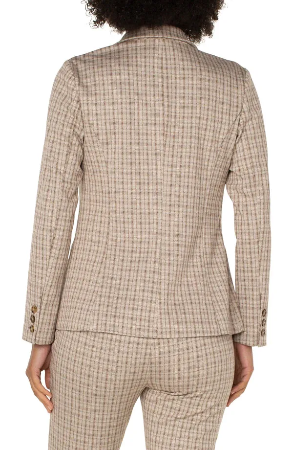 Fitted Blazer | Cappuccino Dotted Plaid