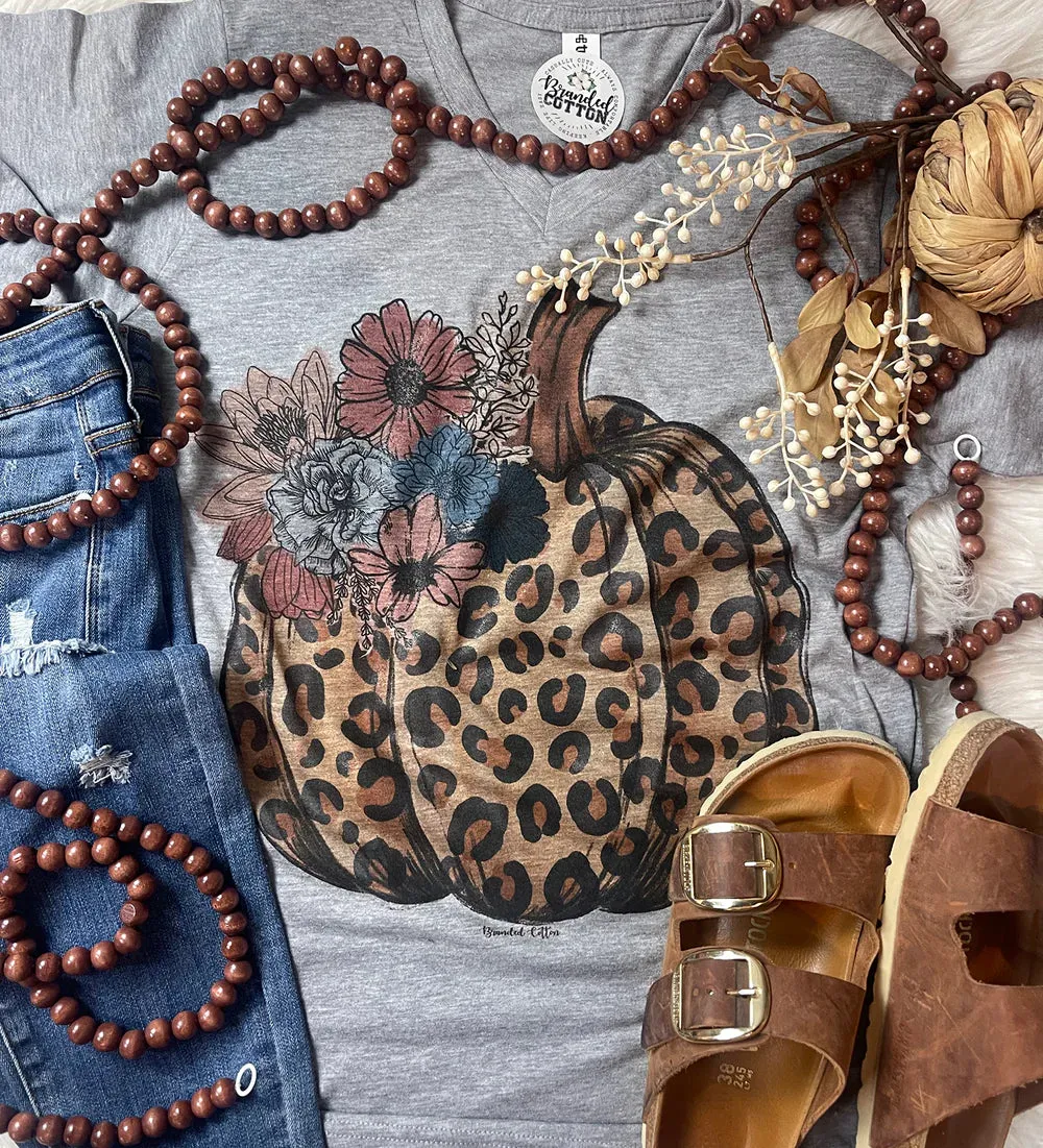 FLORAL LEOPARD PUMPKIN T-SHIRT