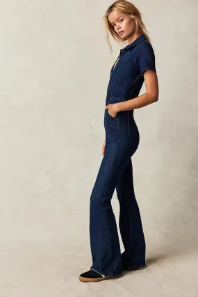 Free People Jayde Flare Jumpsuit in Night Sky