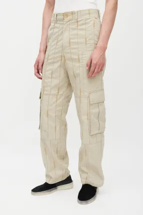 FW 2019 Le Meunier Beige Embroidered Cargo Pant