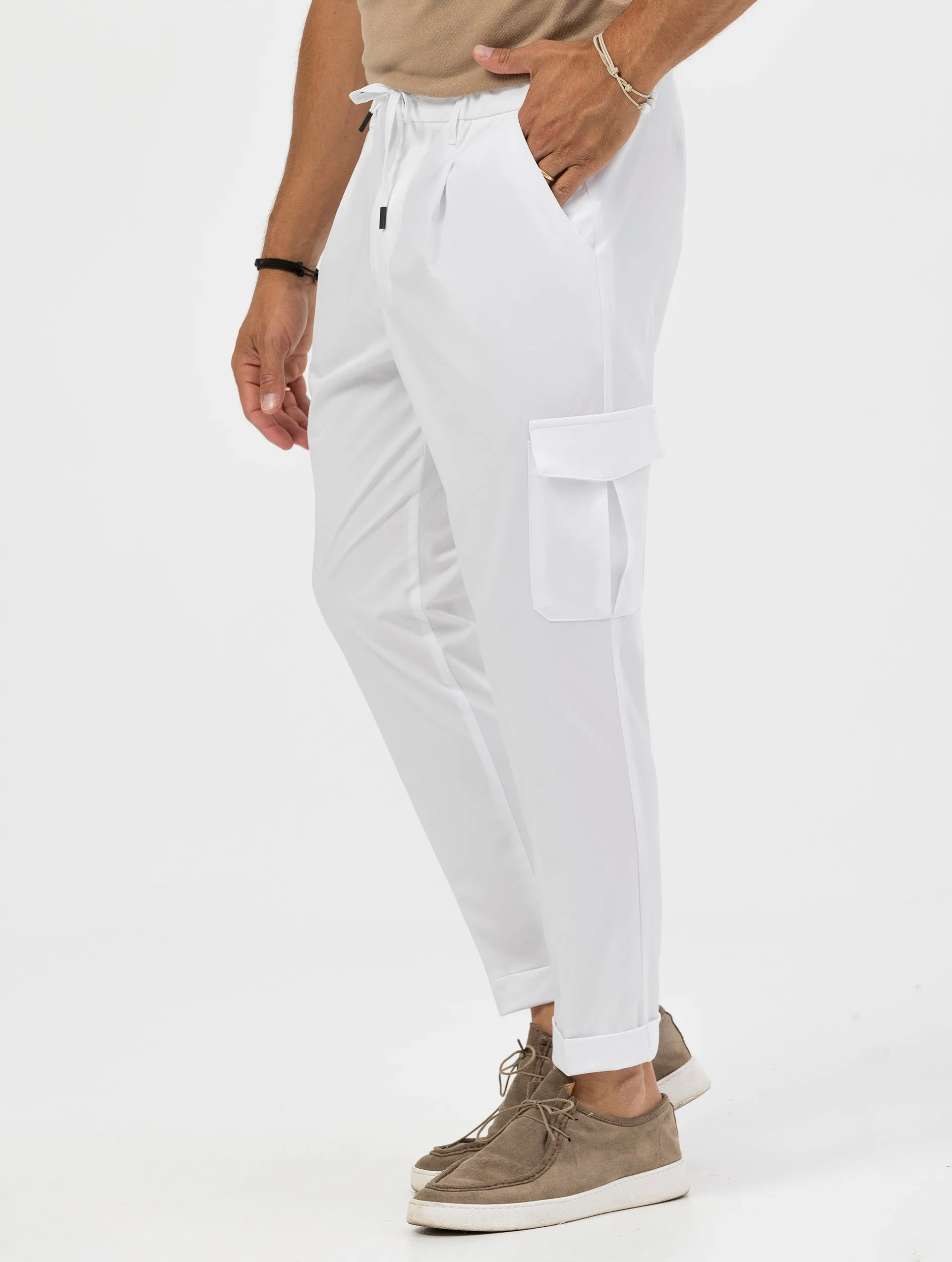 GARY TECH CARGO PANTS IN WHITE