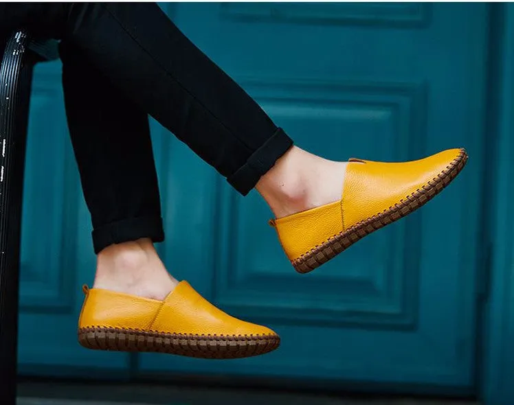 Genuine Leather Soft Men's Casual Flat Shoes