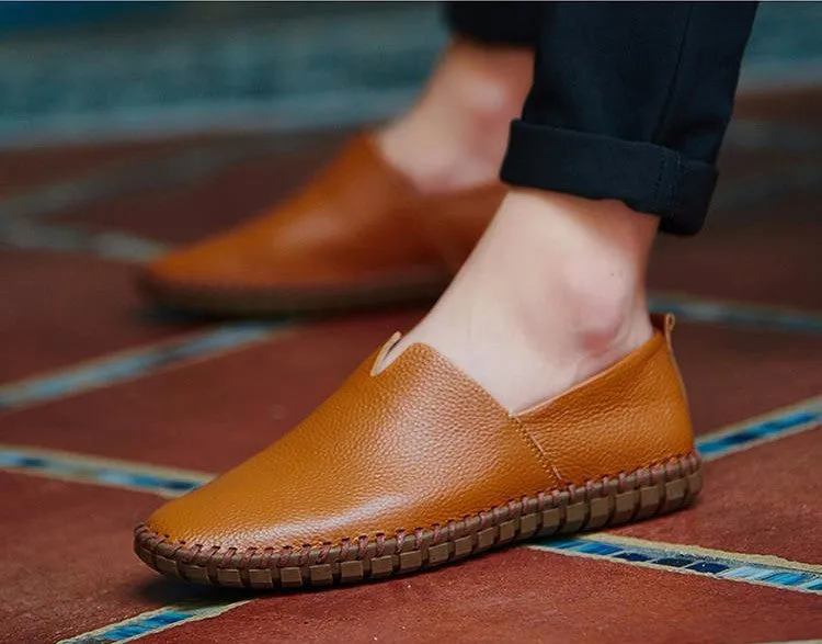 Genuine Leather Soft Men's Casual Flat Shoes