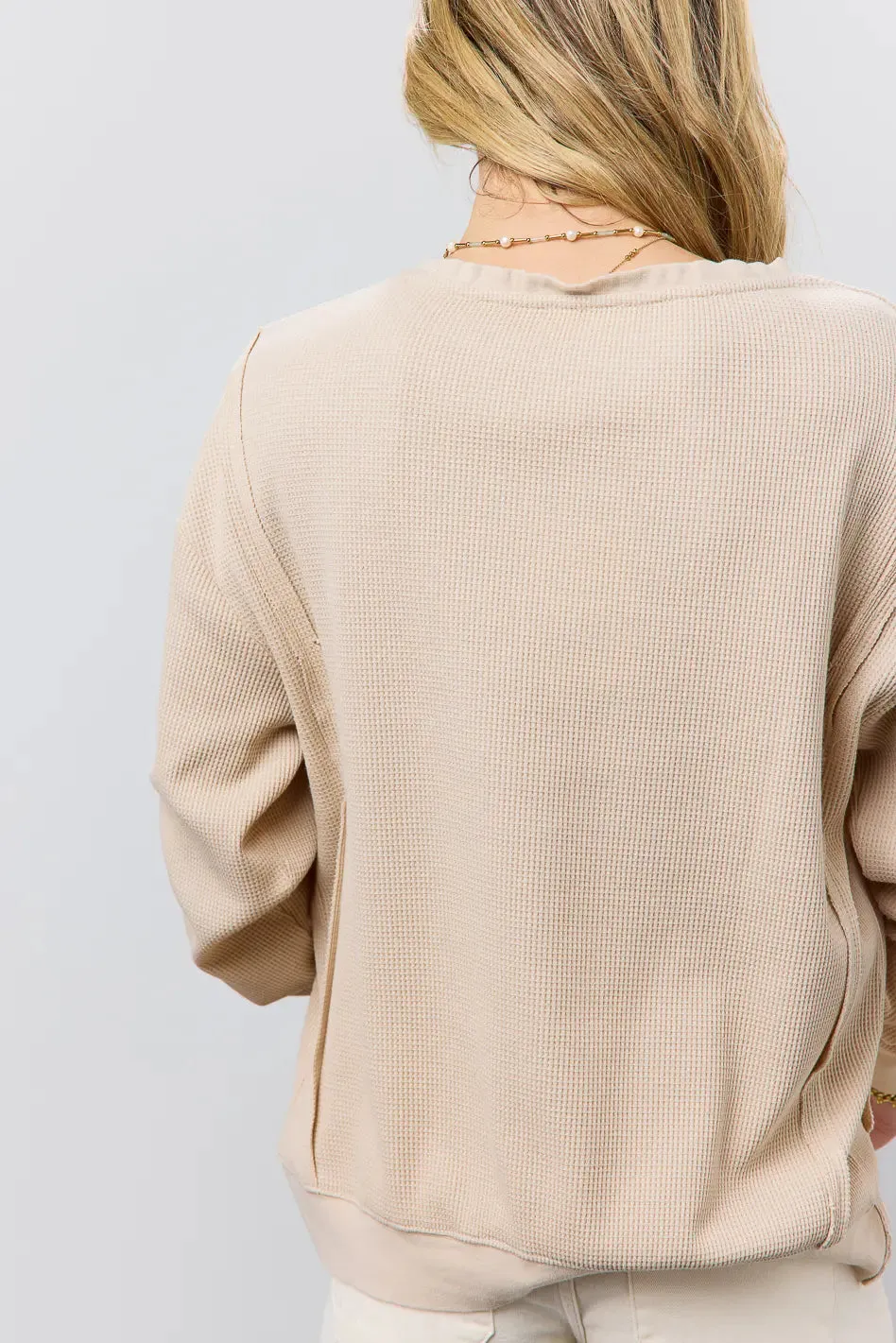 Georgia Waffle Knit Top in Cream - FINAL SALE
