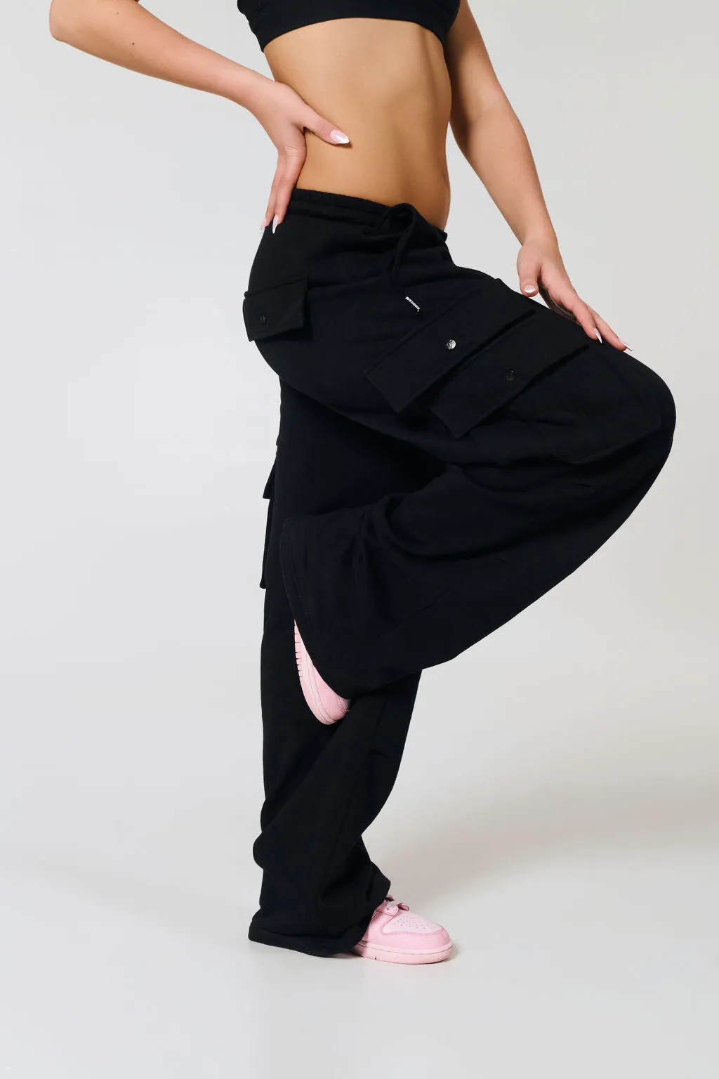 Girls Pop & Lock Cargo Pants Black