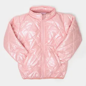 Girls Puffer Quilted Jacket - Pink