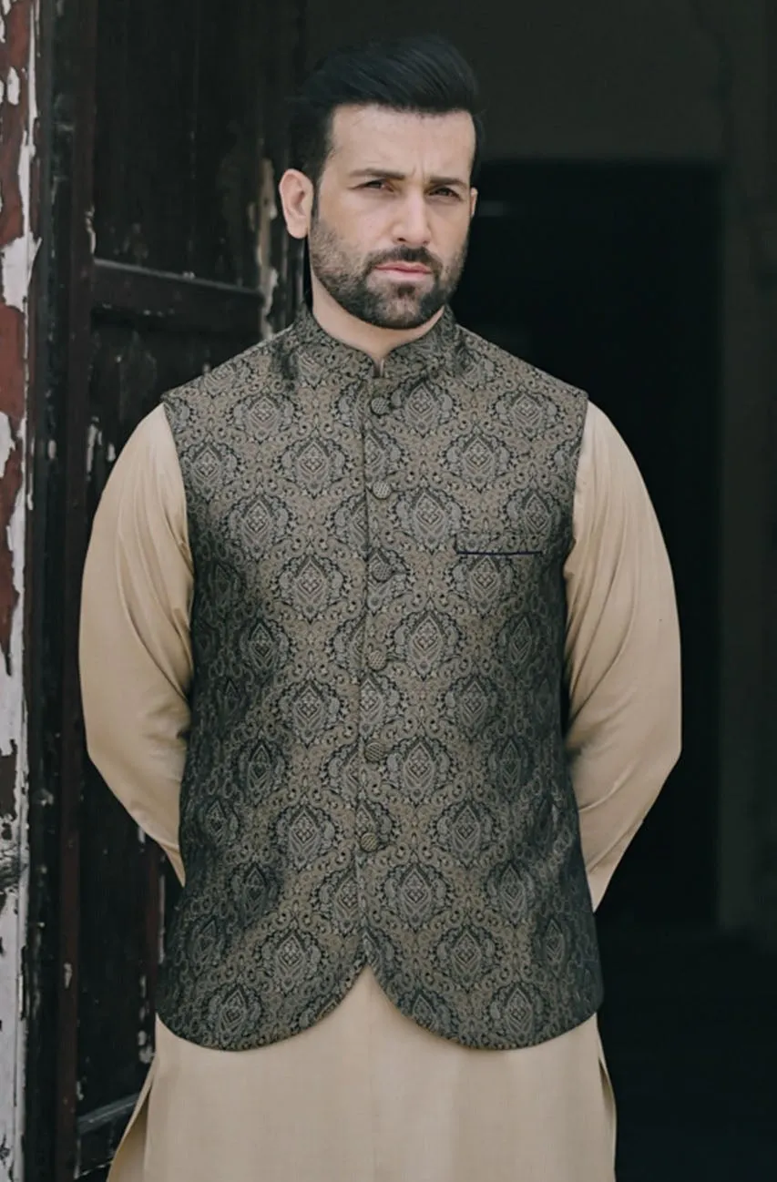 GOLDEN JAMAWAR WAISTCOAT