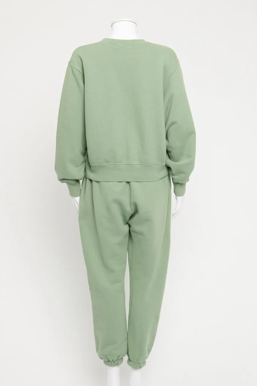 Green Cotton Preowned Tracksuit Set