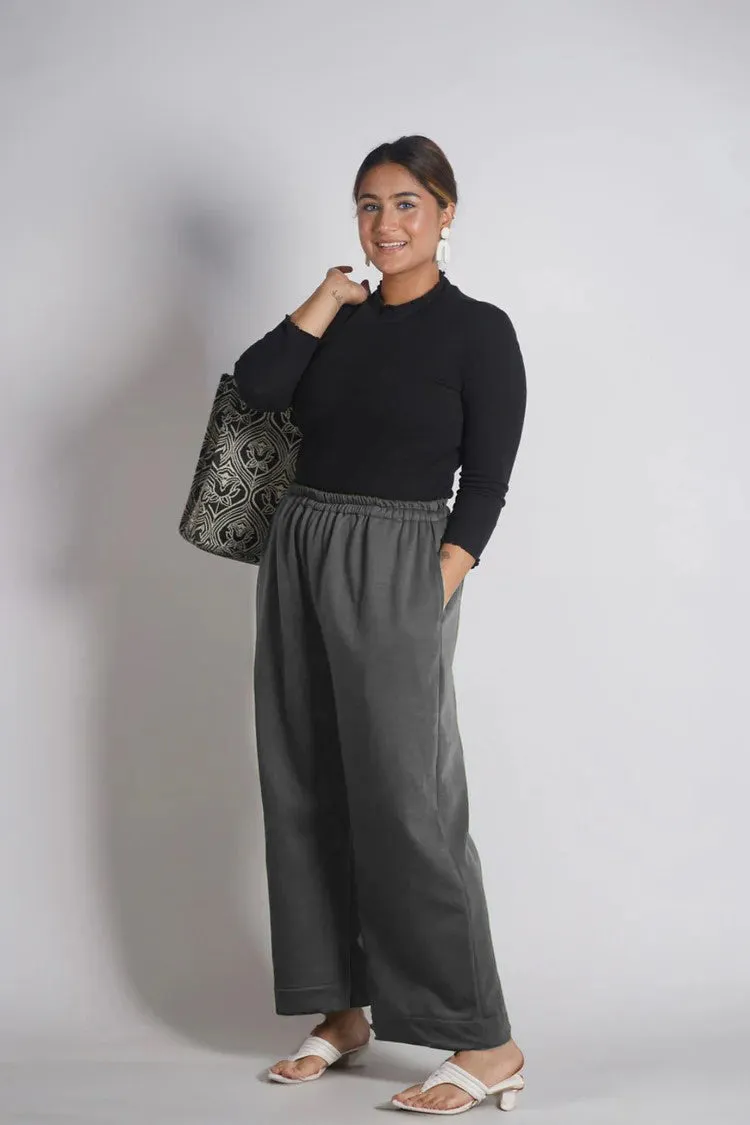Grey Fleece Palazzo