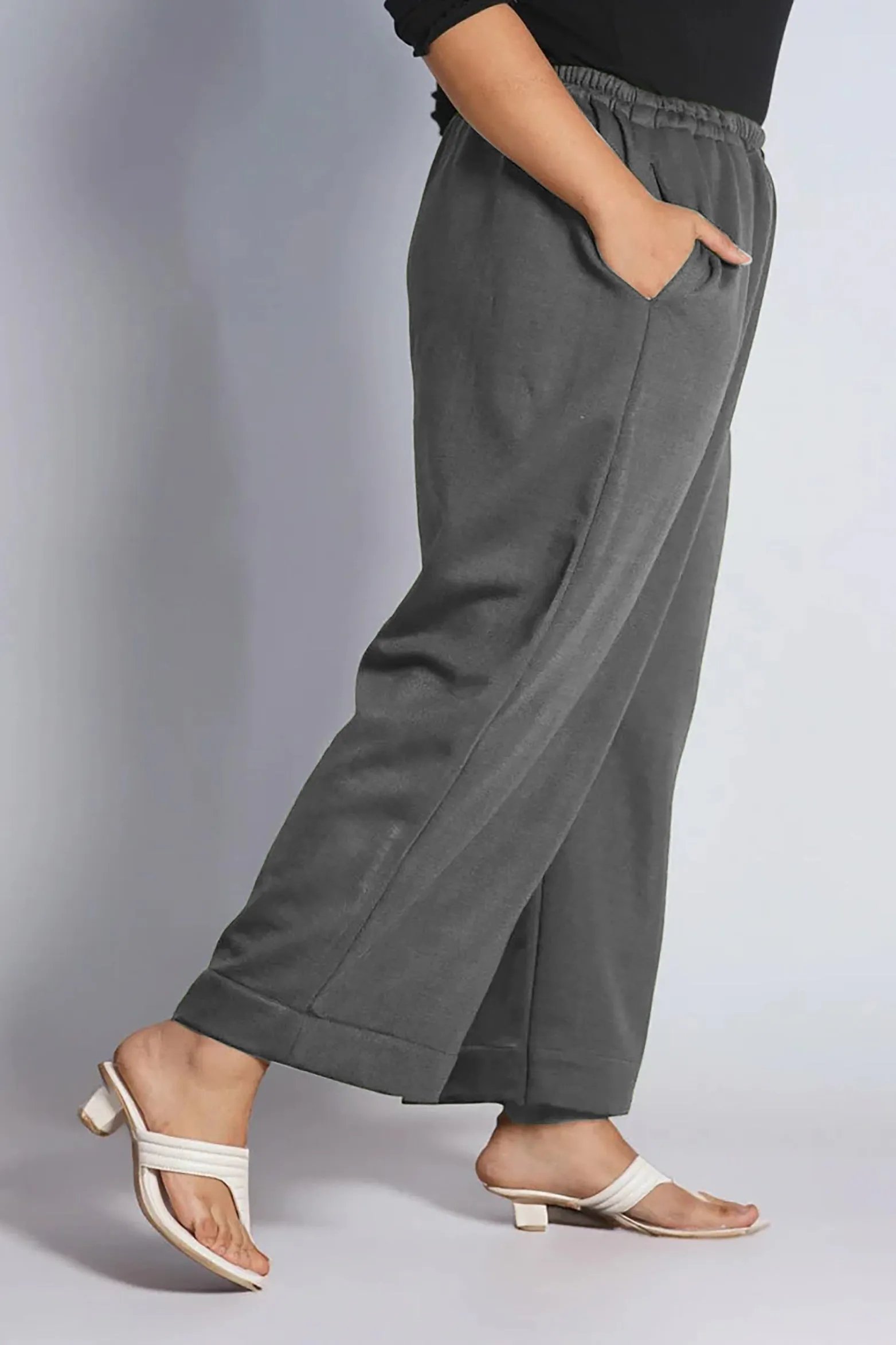 Grey Fleece Palazzo