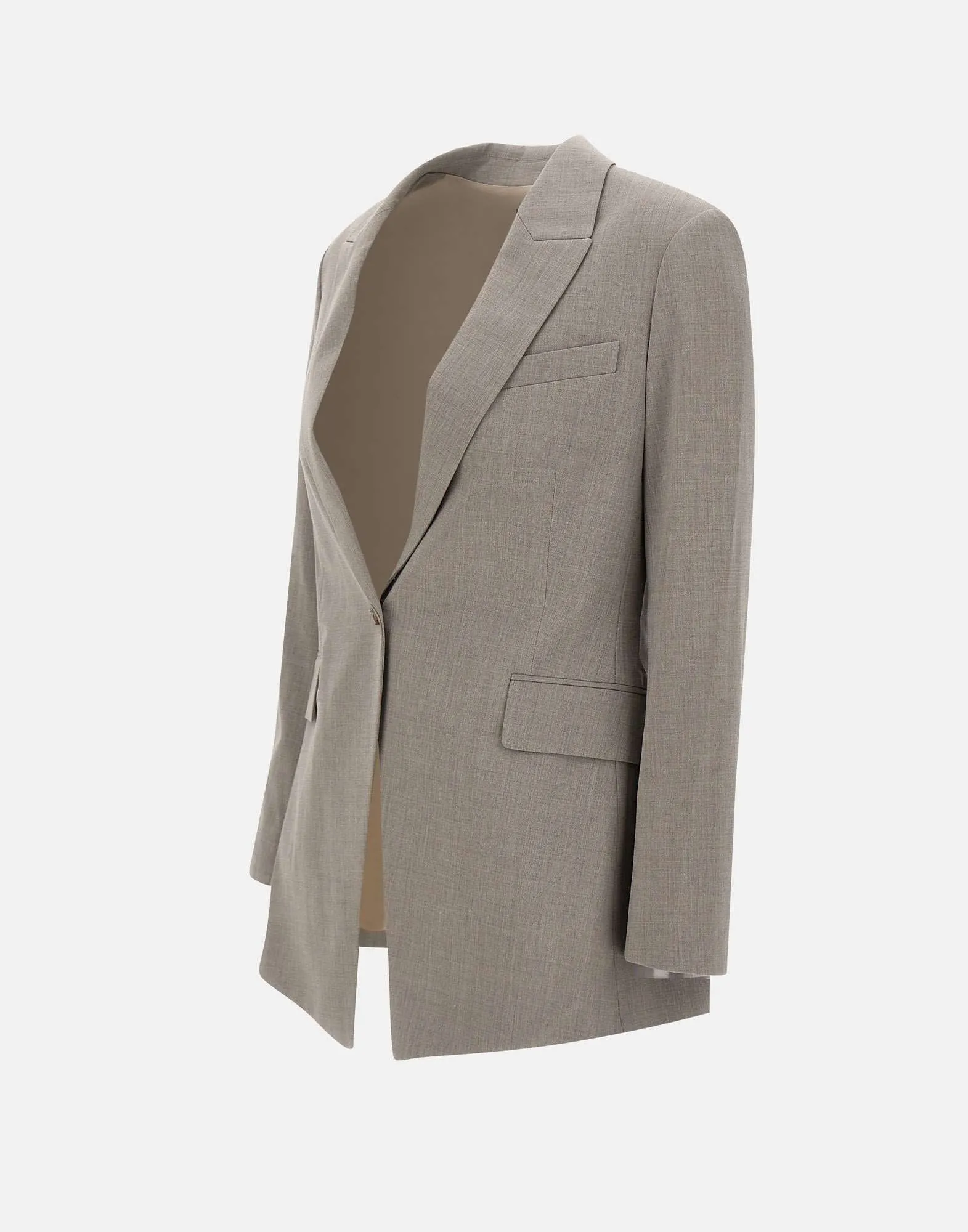 Grey Wool Crepe Blazer for Women