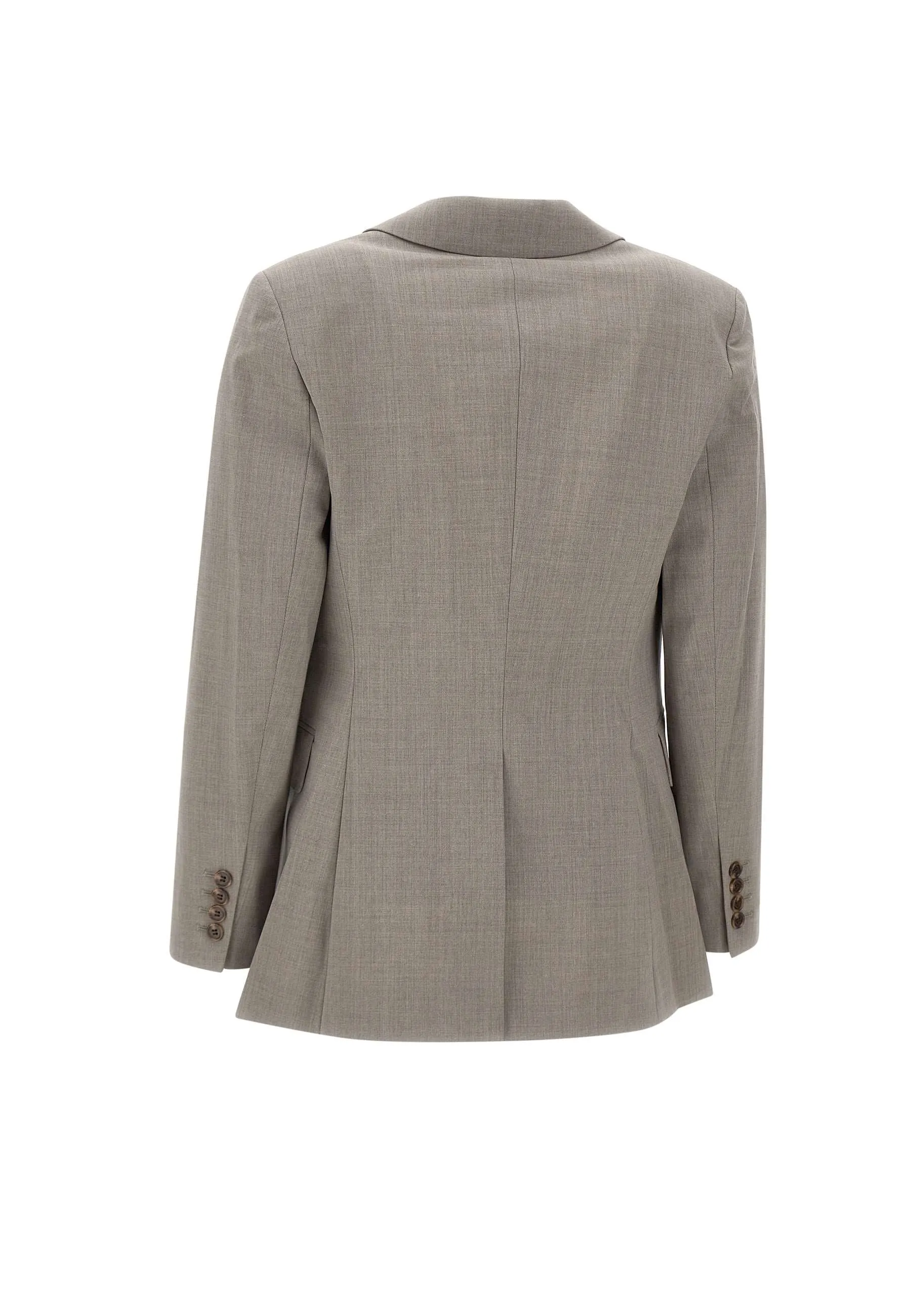 Grey Wool Crepe Blazer for Women