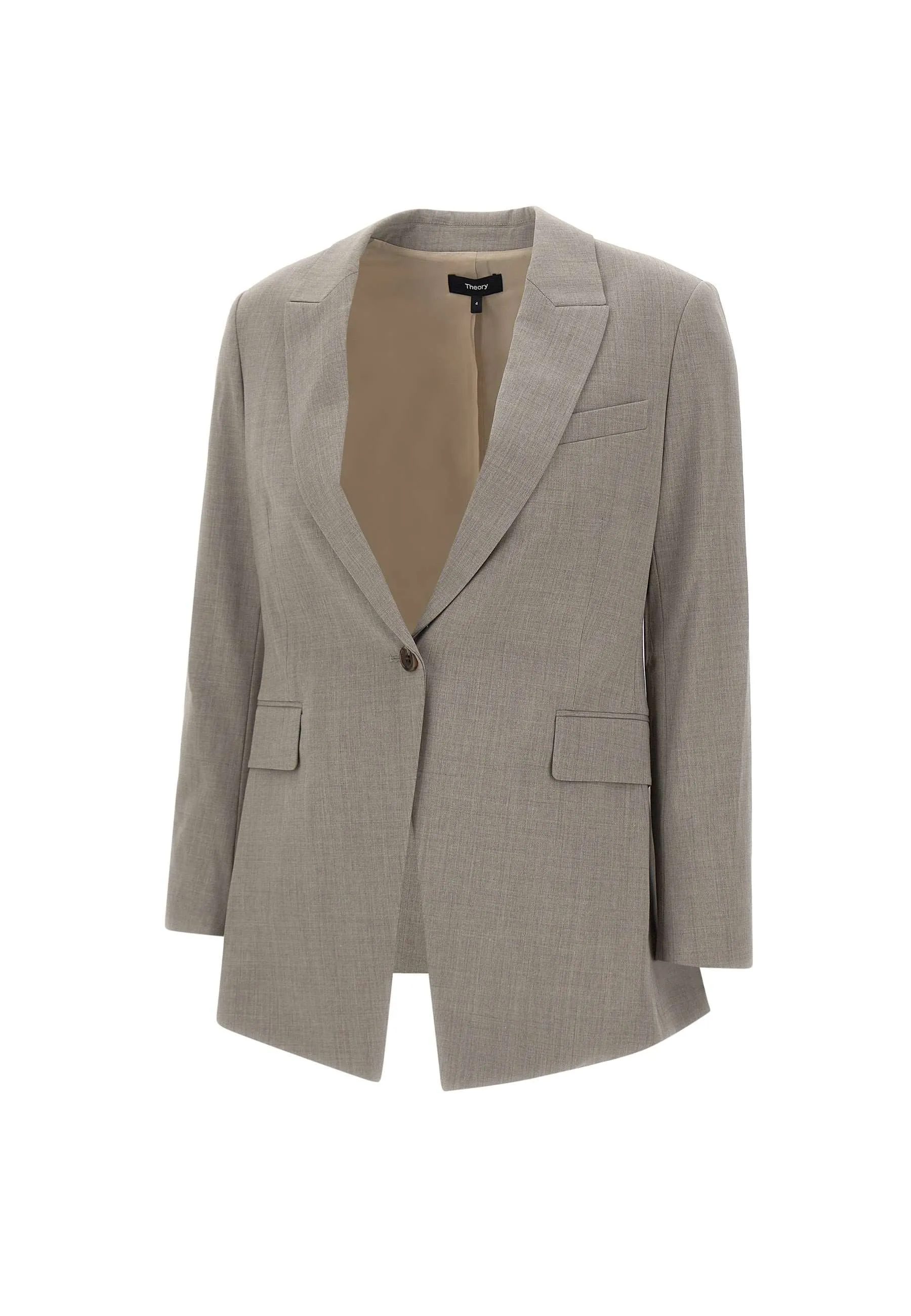 Grey Wool Crepe Blazer for Women