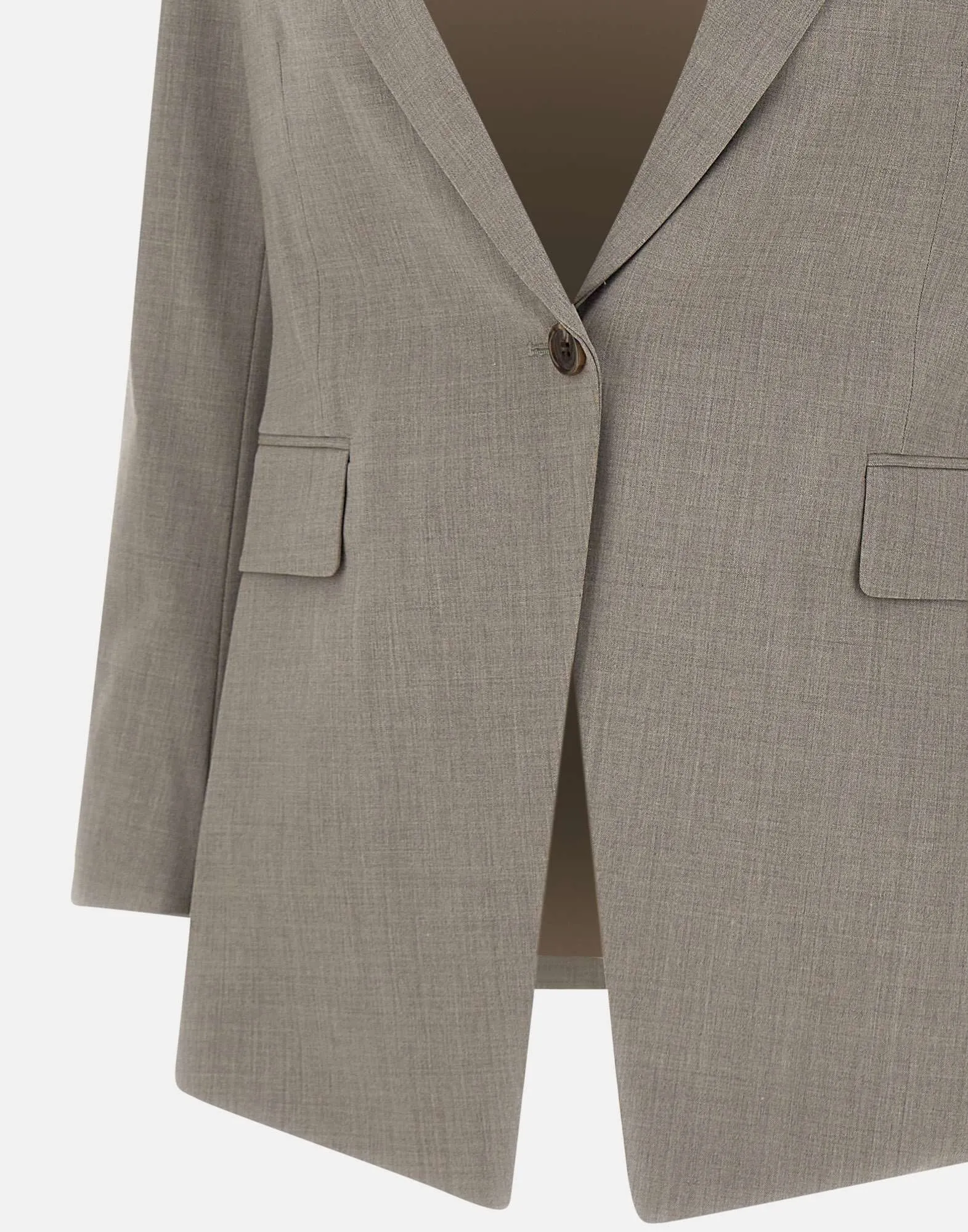 Grey Wool Crepe Blazer for Women