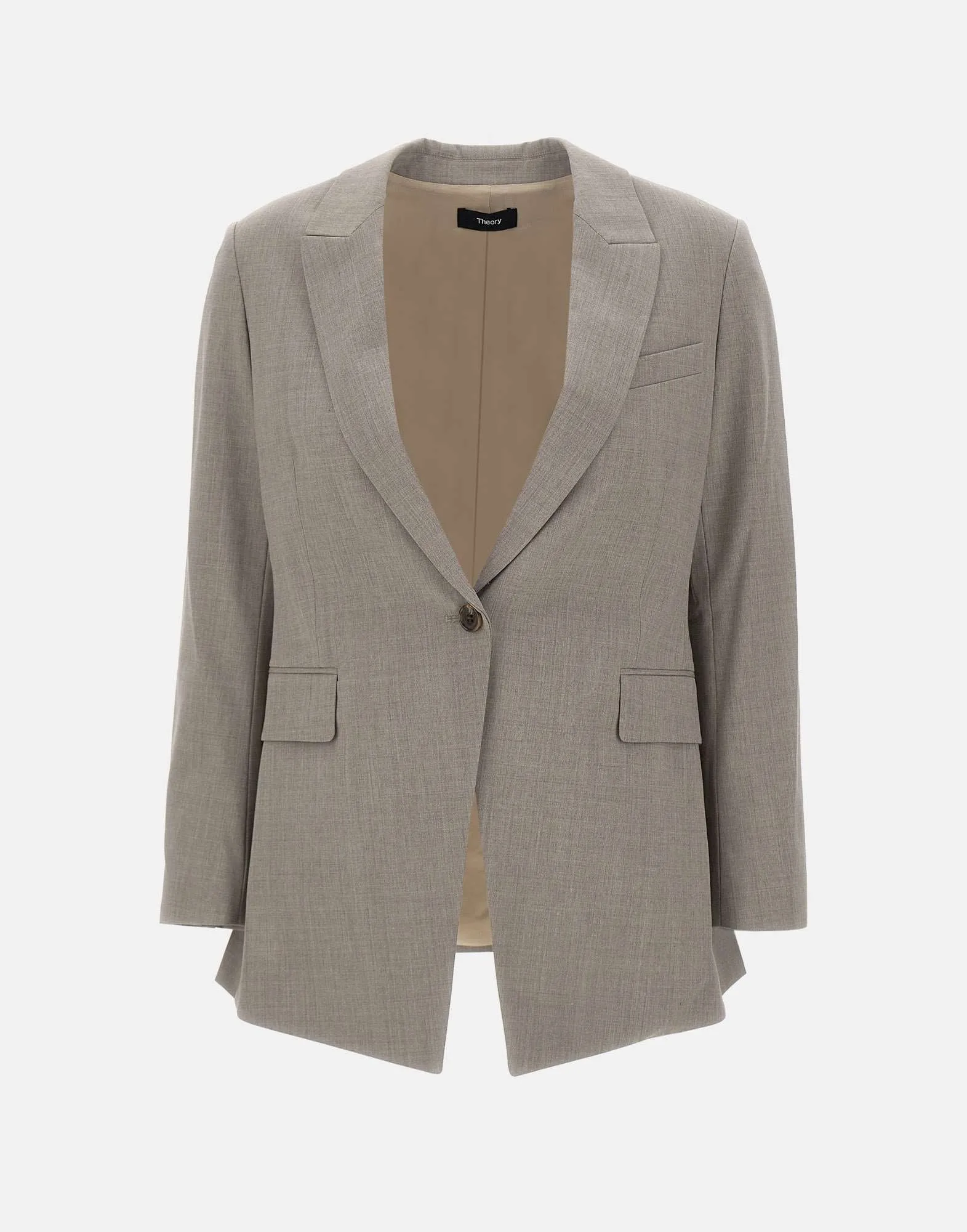 Grey Wool Crepe Blazer for Women