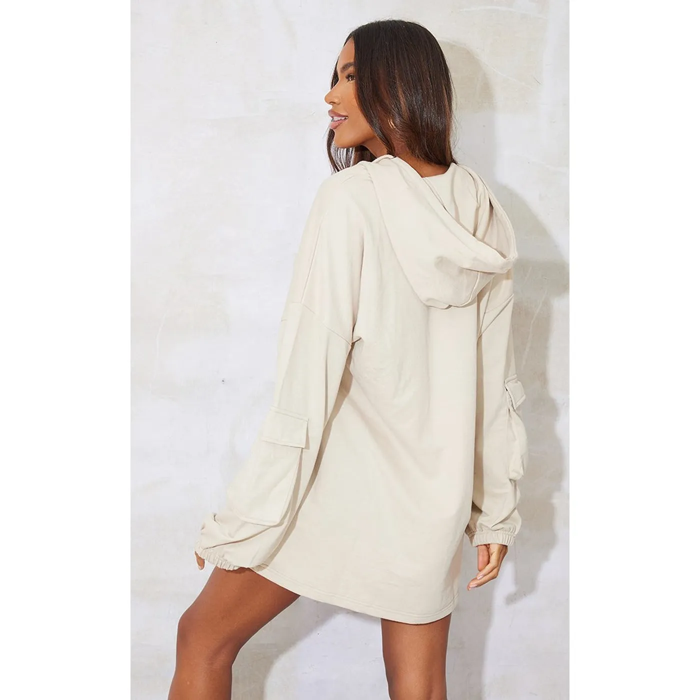 Half Zip Oversized Cargo Hoodie