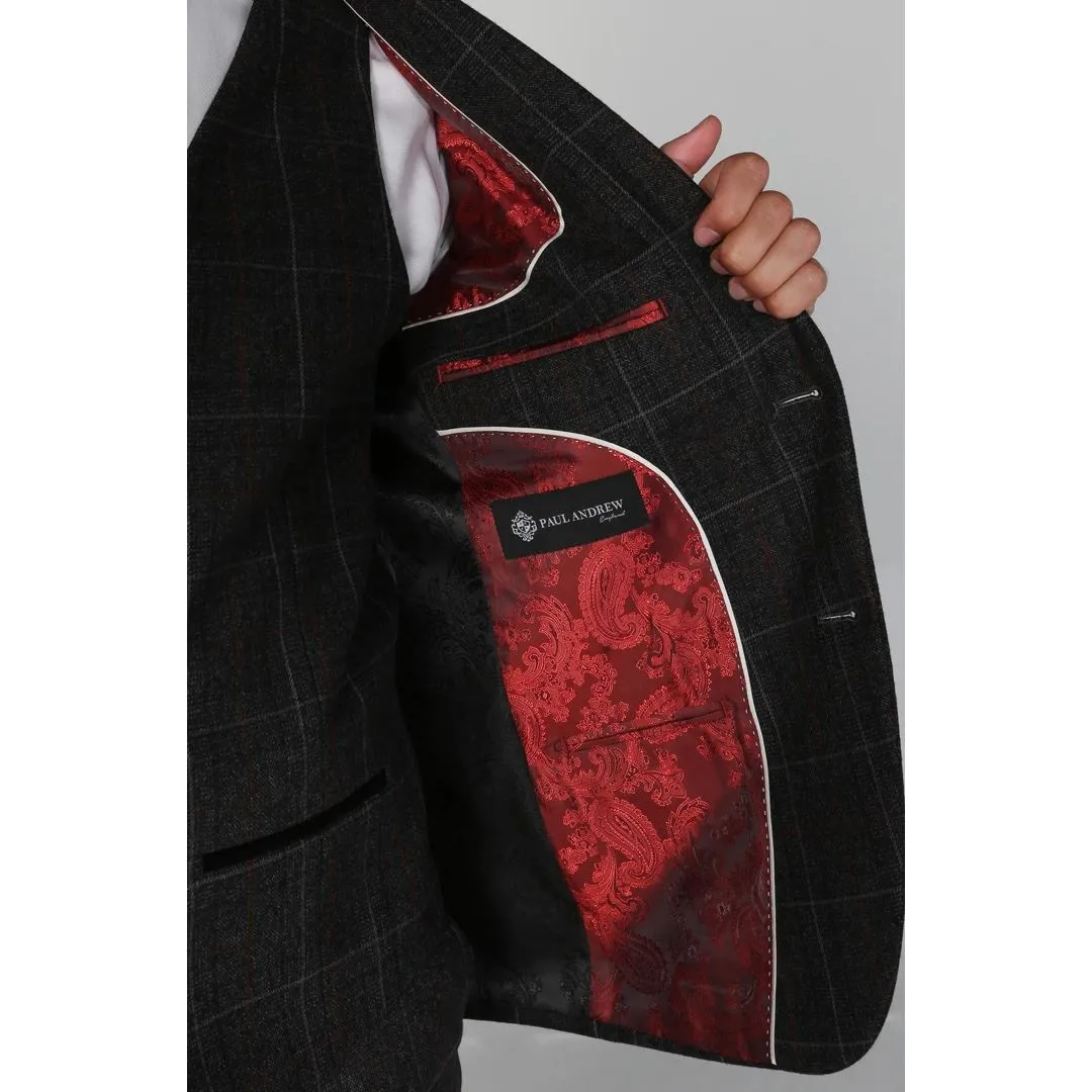 Harvey - Men's Charcoal Check Blazer Wedding Prom