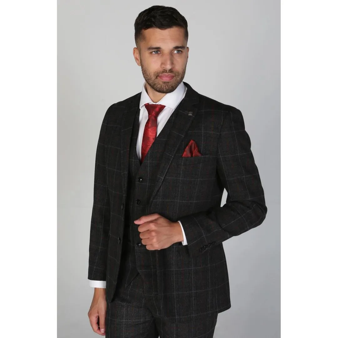 Harvey - Men's Charcoal Check Blazer Wedding Prom