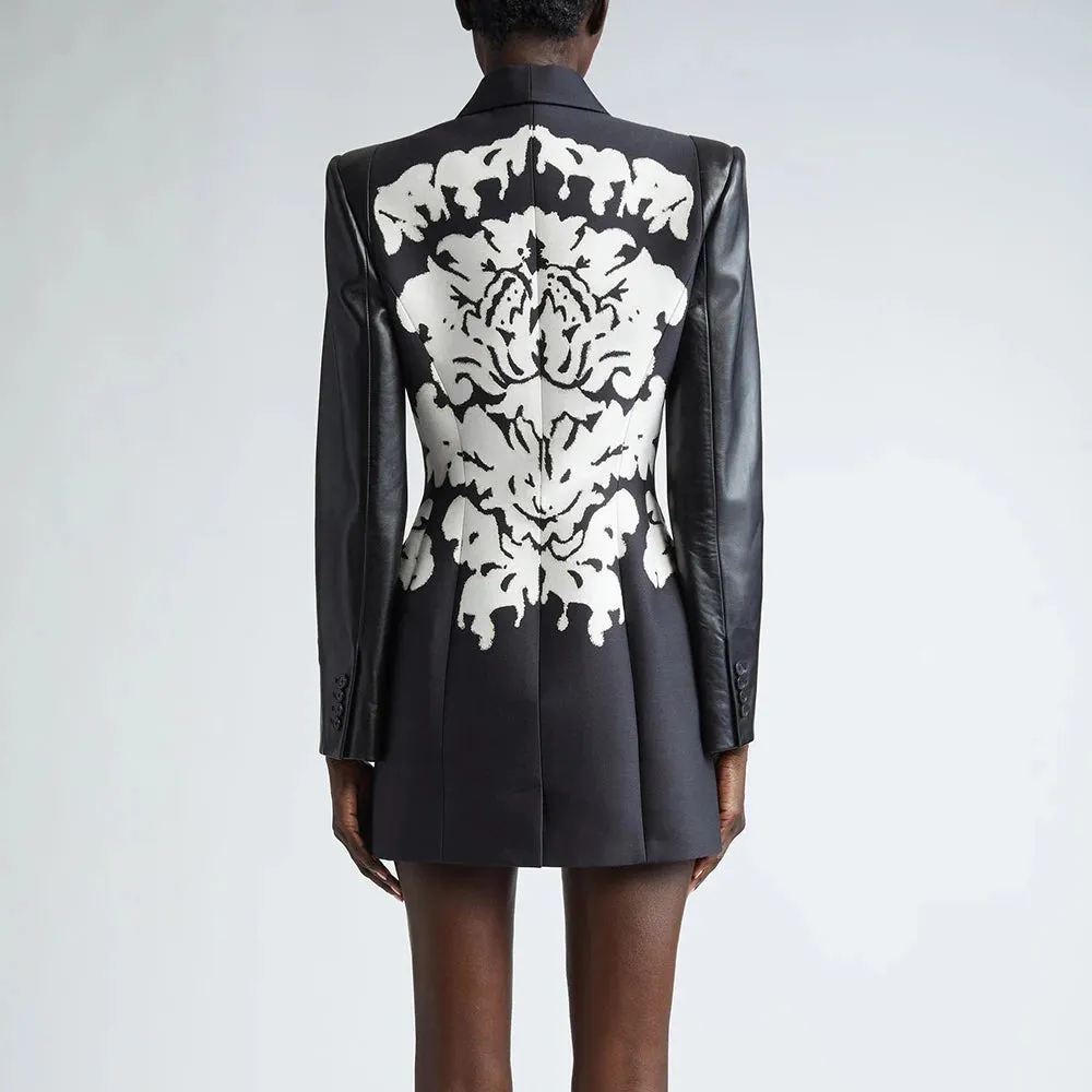 Hit Color Spliced Button Lapel Long Sleeve Tunic Coat
