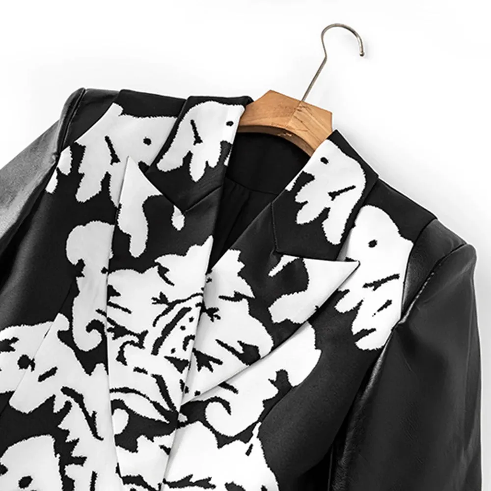Hit Color Spliced Button Lapel Long Sleeve Tunic Coat