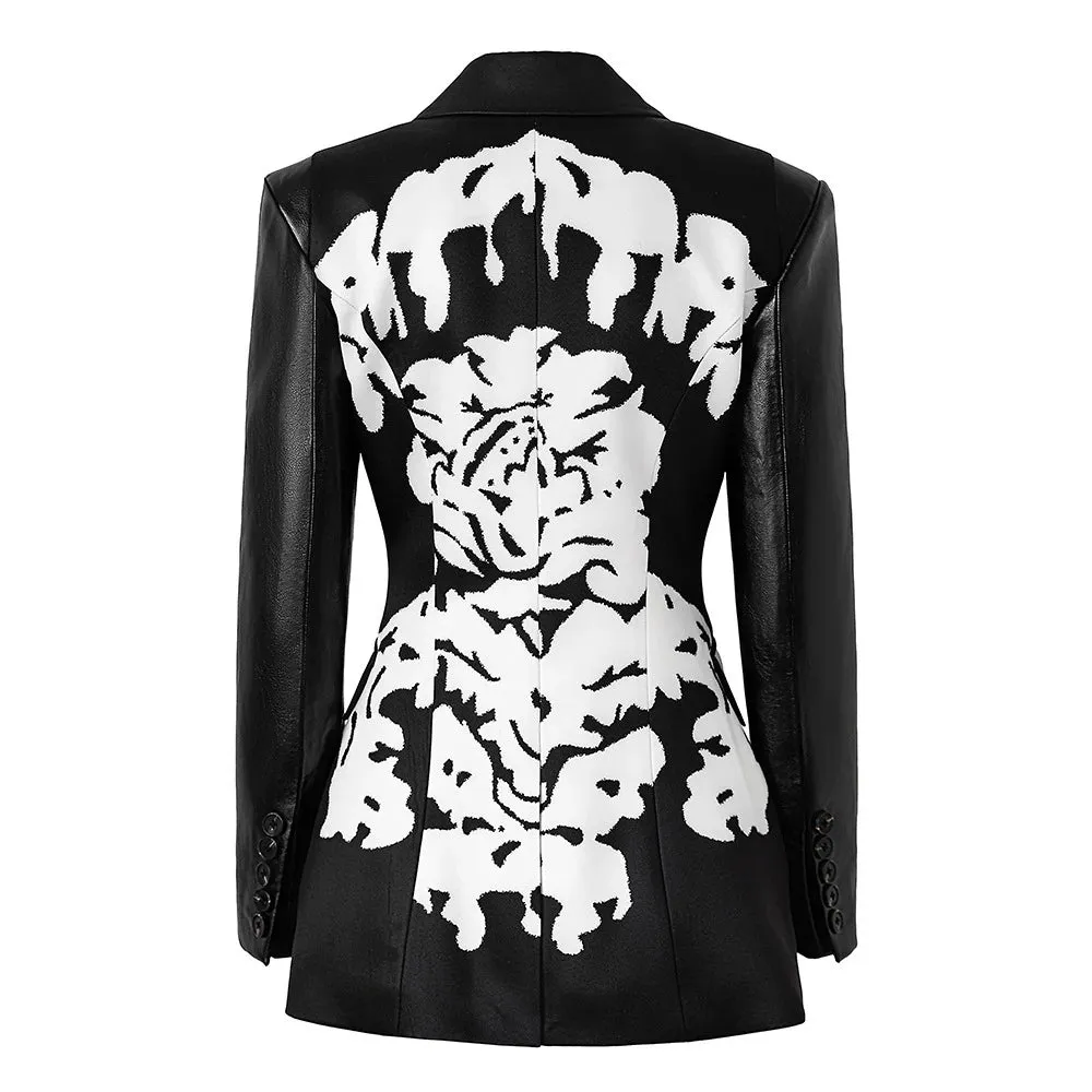Hit Color Spliced Button Lapel Long Sleeve Tunic Coat