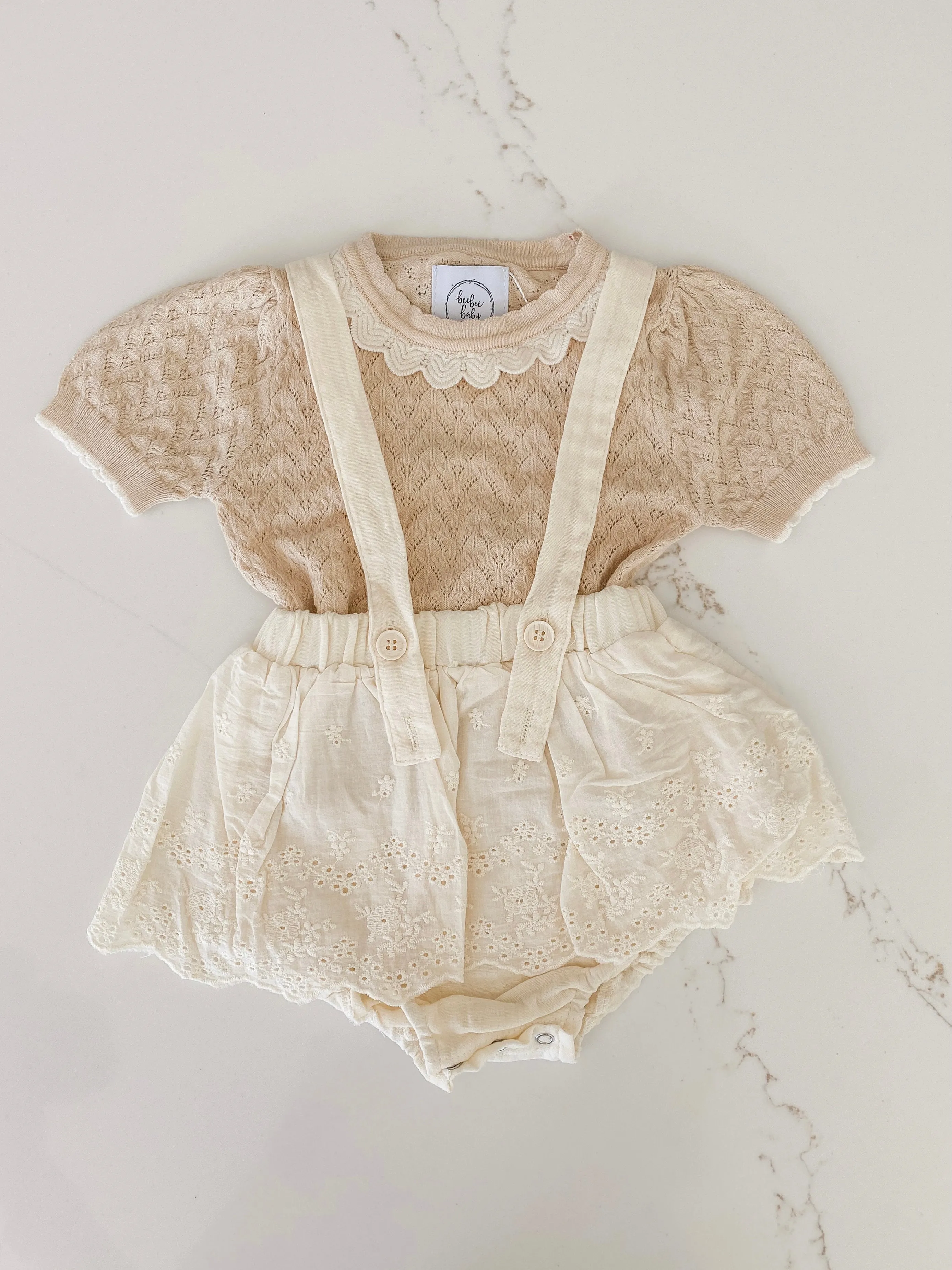 Hollow Out Knit Top - Sand