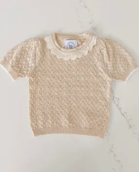 Hollow Out Knit Top - Sand