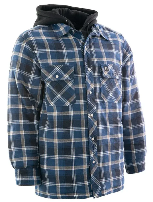 Hooded Sherpa-Lined Flannel Shirt Jacket