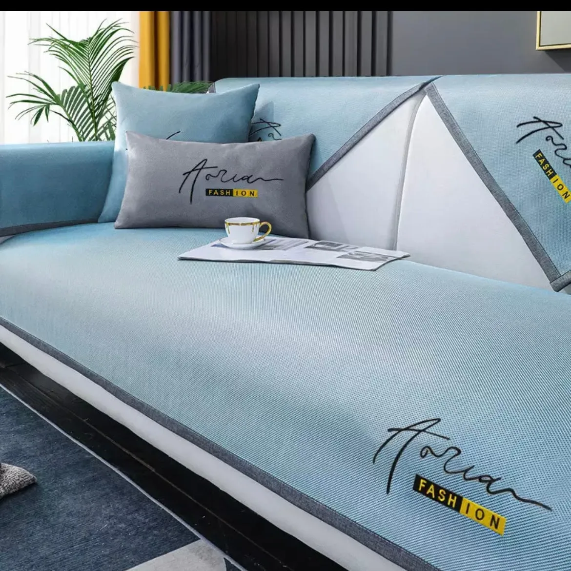 Ice Silk Corner Sofa Cover 1/2/3 Seater Universal Non-slip Living Room Cushion Towel Cover