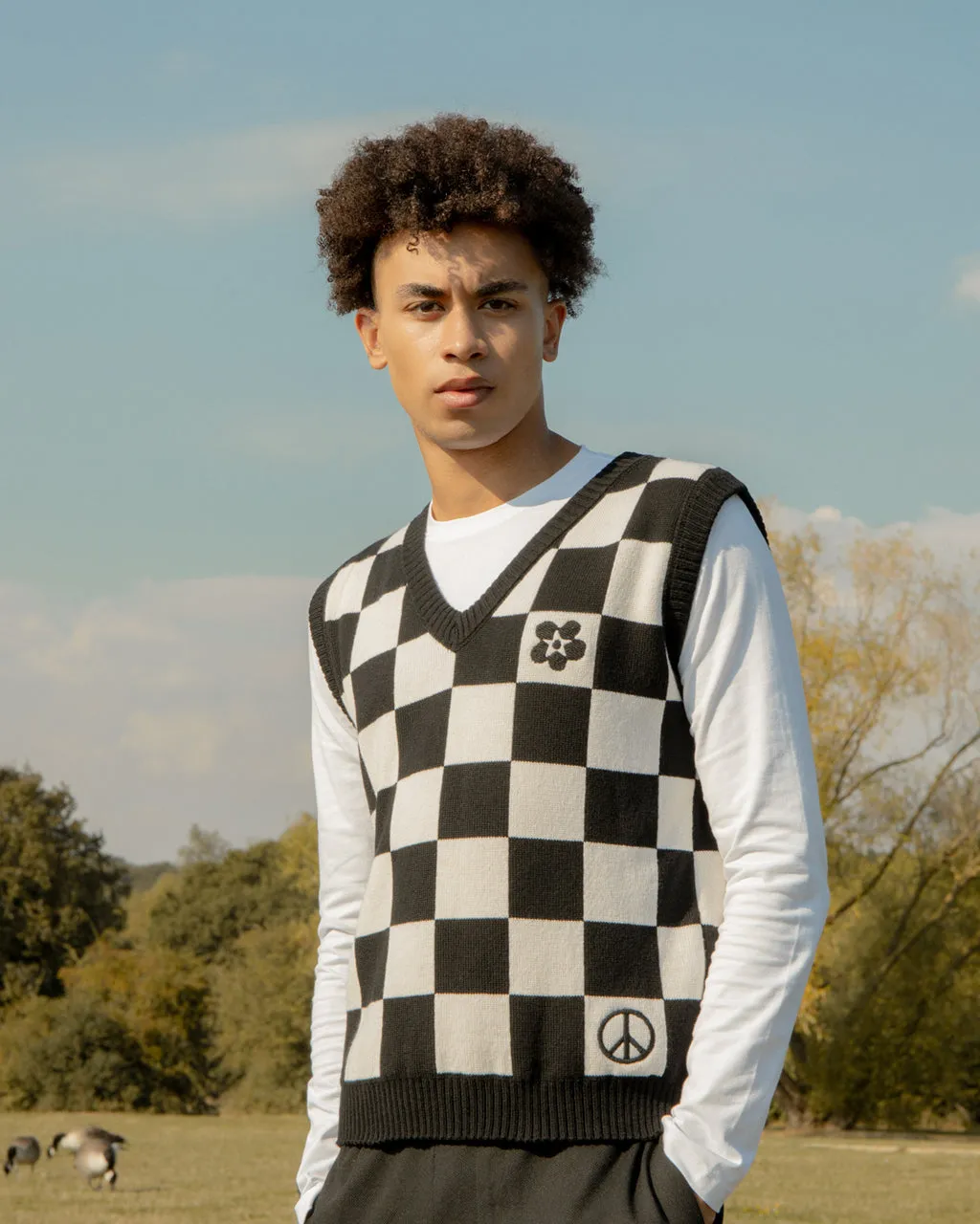 Ingmarson Embroidered Checked Wool & Cashmere Vest