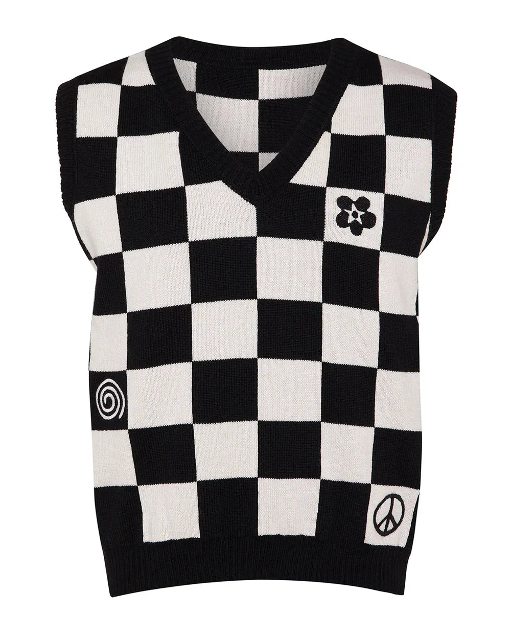 Ingmarson Embroidered Checked Wool & Cashmere Vest