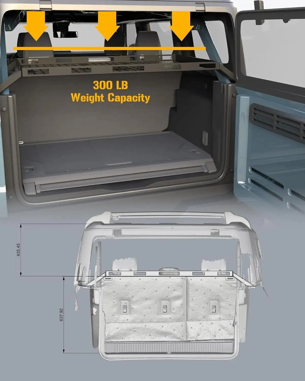 Interior Rear Cargo Basket Rack for Ford Bronco