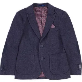 Isaac Mizrahi Boys Herringbone Slim Fit Navy Blazer