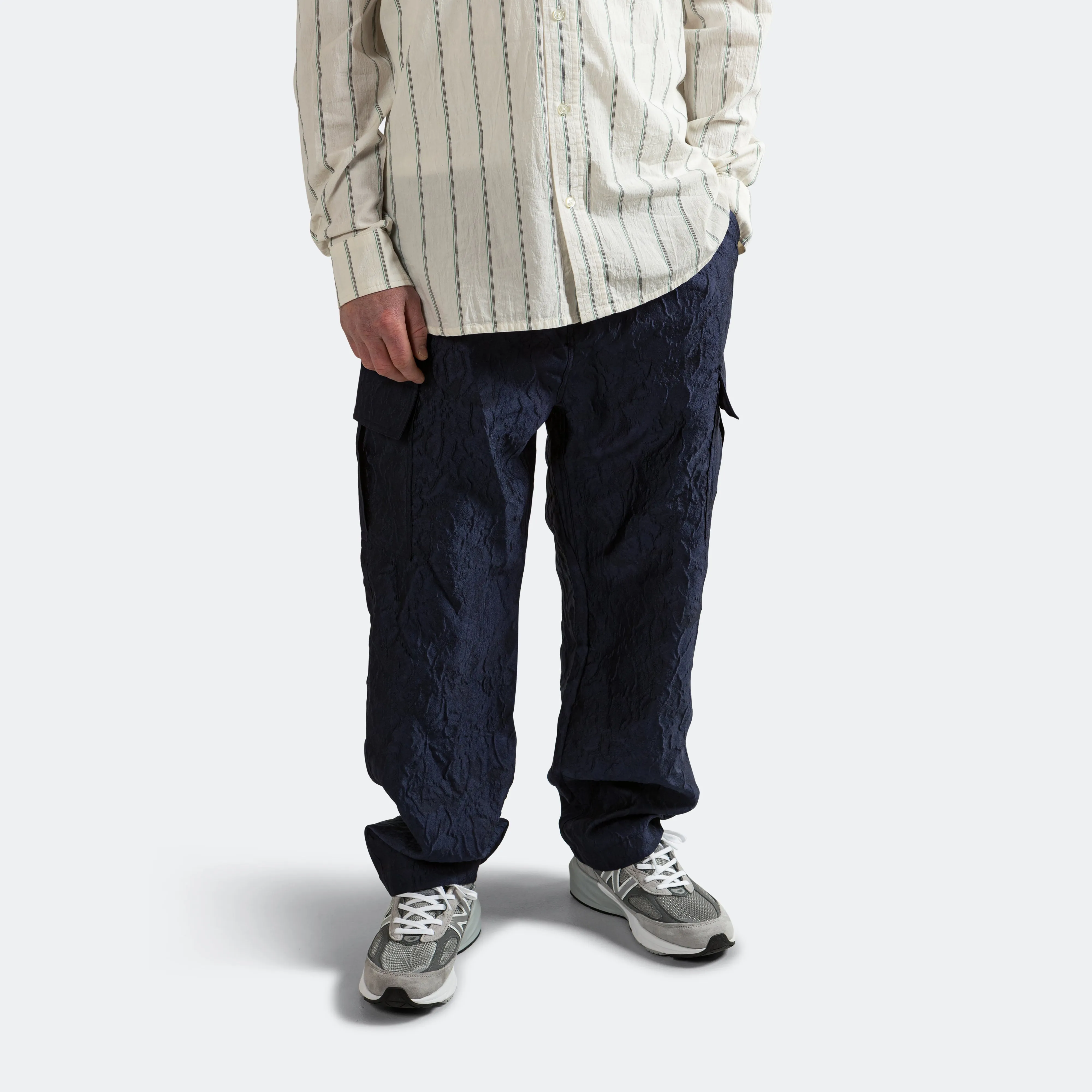 Italian Wrinkle Cargo Pant - Navy