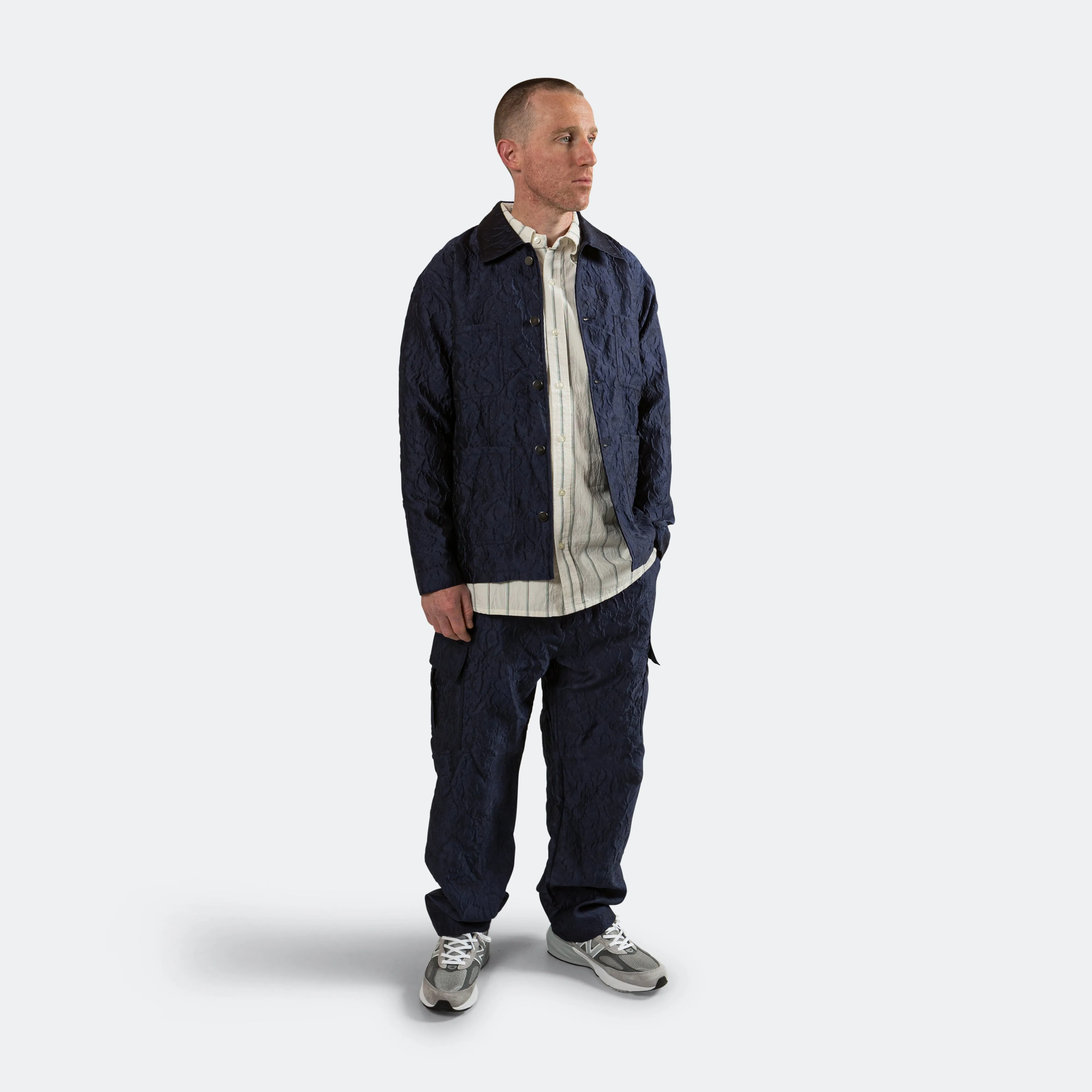 Italian Wrinkle Cargo Pant - Navy