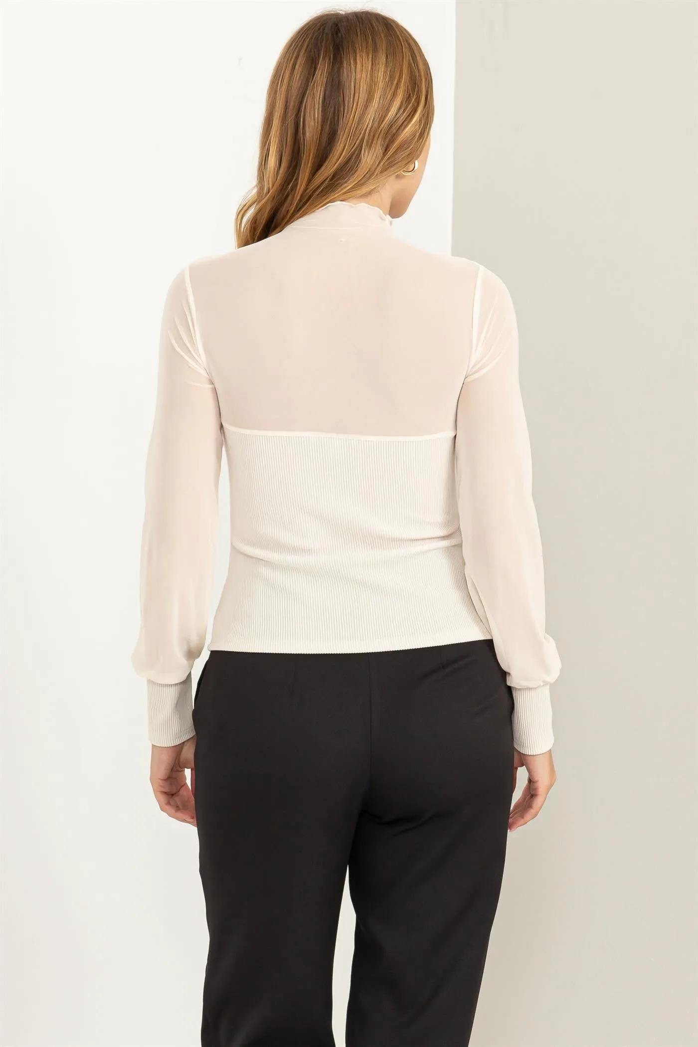 Jodi ( Sheer Upper, Ribbed Knit Top)