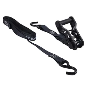 KEEPER 14' Combat Ratchet Tie Down Straps, 2 Pack - Heavy Duty Tie Downs for Cargo with Extreme Webbing - 500 lb. Working Load Limit, Black (85454)