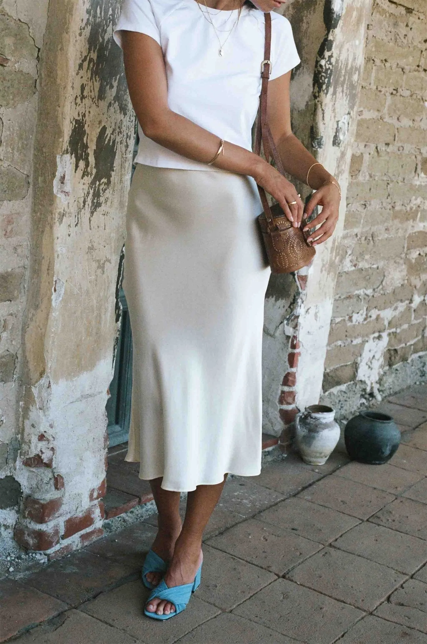 Kendall Slip Skirt | Ivory White Silk Bias Cut Slip Skirt