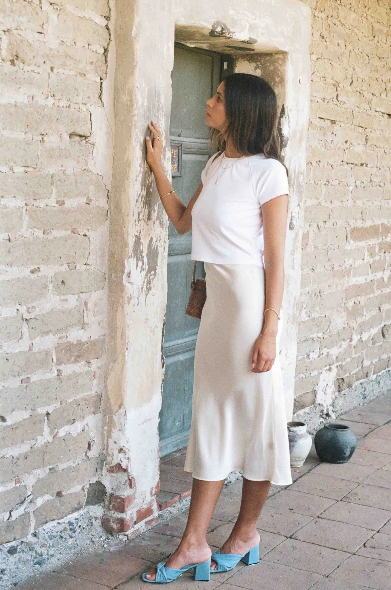 Kendall Slip Skirt | Ivory White Silk Bias Cut Slip Skirt