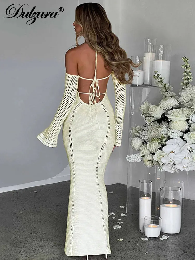 Knitted Halter Bodycon Maxi Dress
