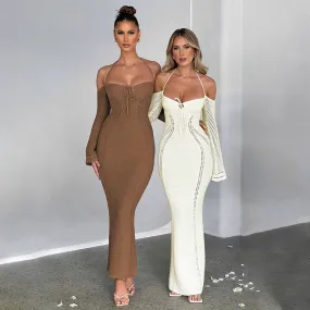 Knitted Halter Bodycon Maxi Dress