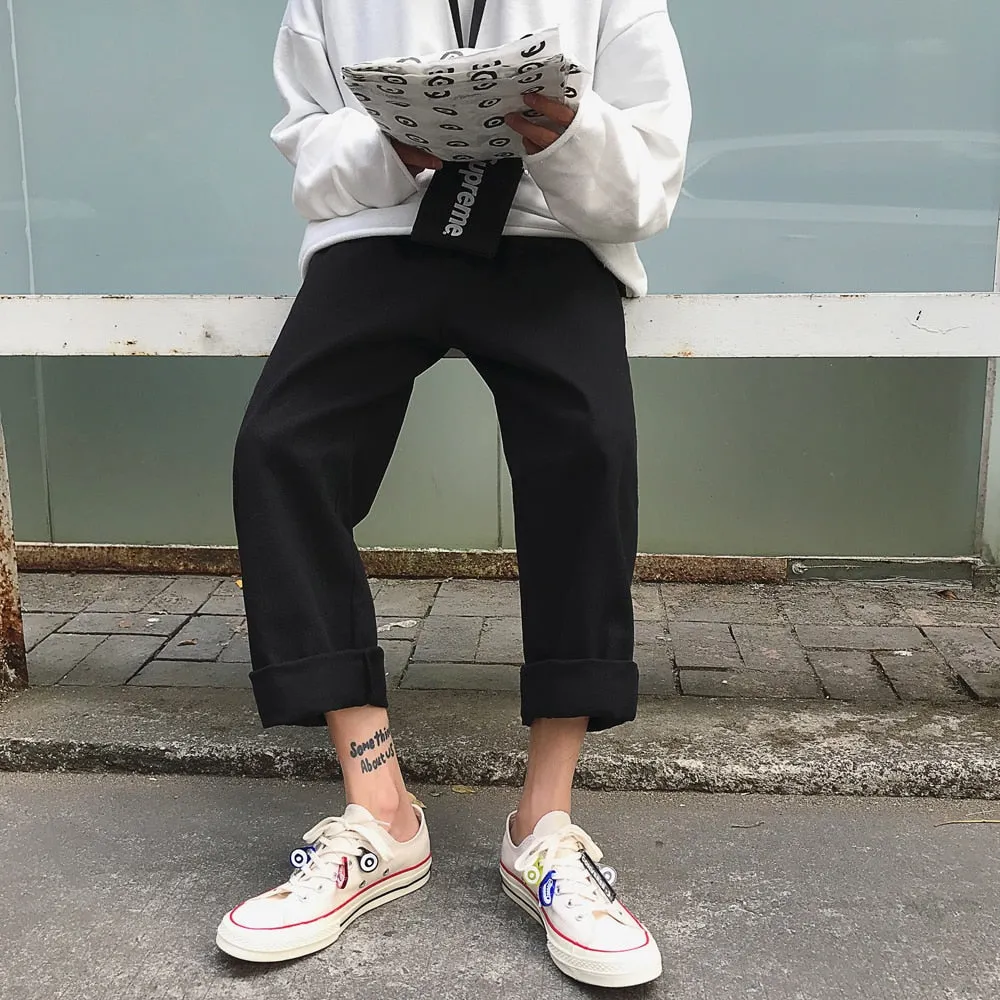 [Korean Style] Ken Cropped Cotton Cargo Pants