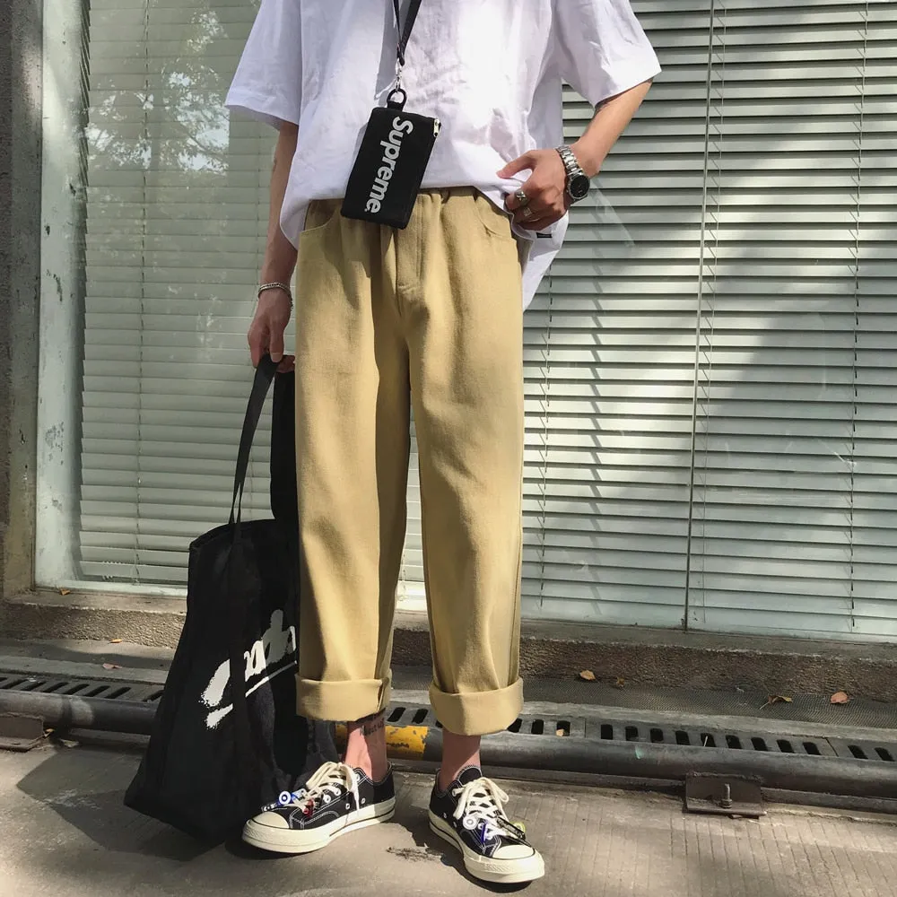 [Korean Style] Ken Cropped Cotton Cargo Pants